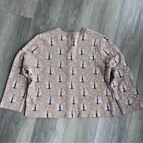 Vintage Lands End Womens Size LP Snow Tree All Over Print Knit Cardigan Sweater - Picture 5 of 9